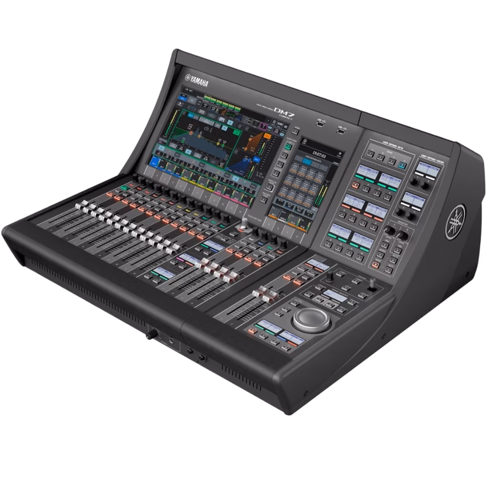 Consola digital Yamaha DM7 vista desde el frente