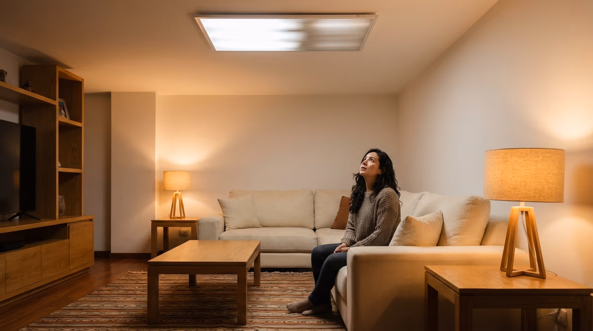Luz LED parpadeando en habitación con problema eléctrico