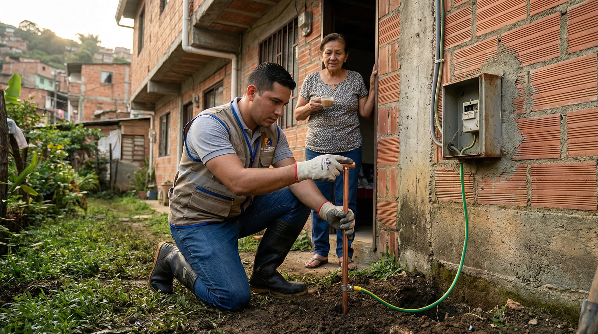 Sistema de puesta a tierra instalado en vivienda en Cali Colombia