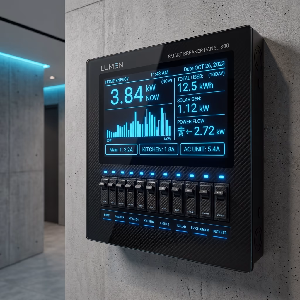 Panel de breakers inteligente instalado en una vivienda