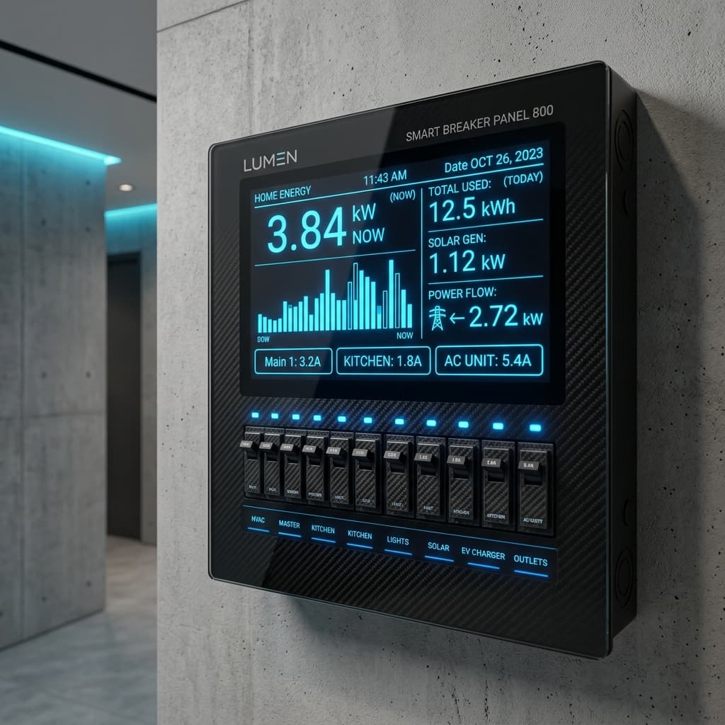 Panel de breakers inteligente instalado en una vivienda