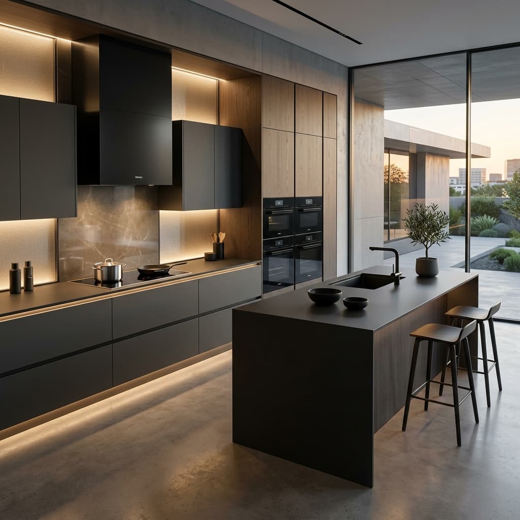 Hornos de pared integrados de lujo con diseño minimalista y controles digitales táctiles