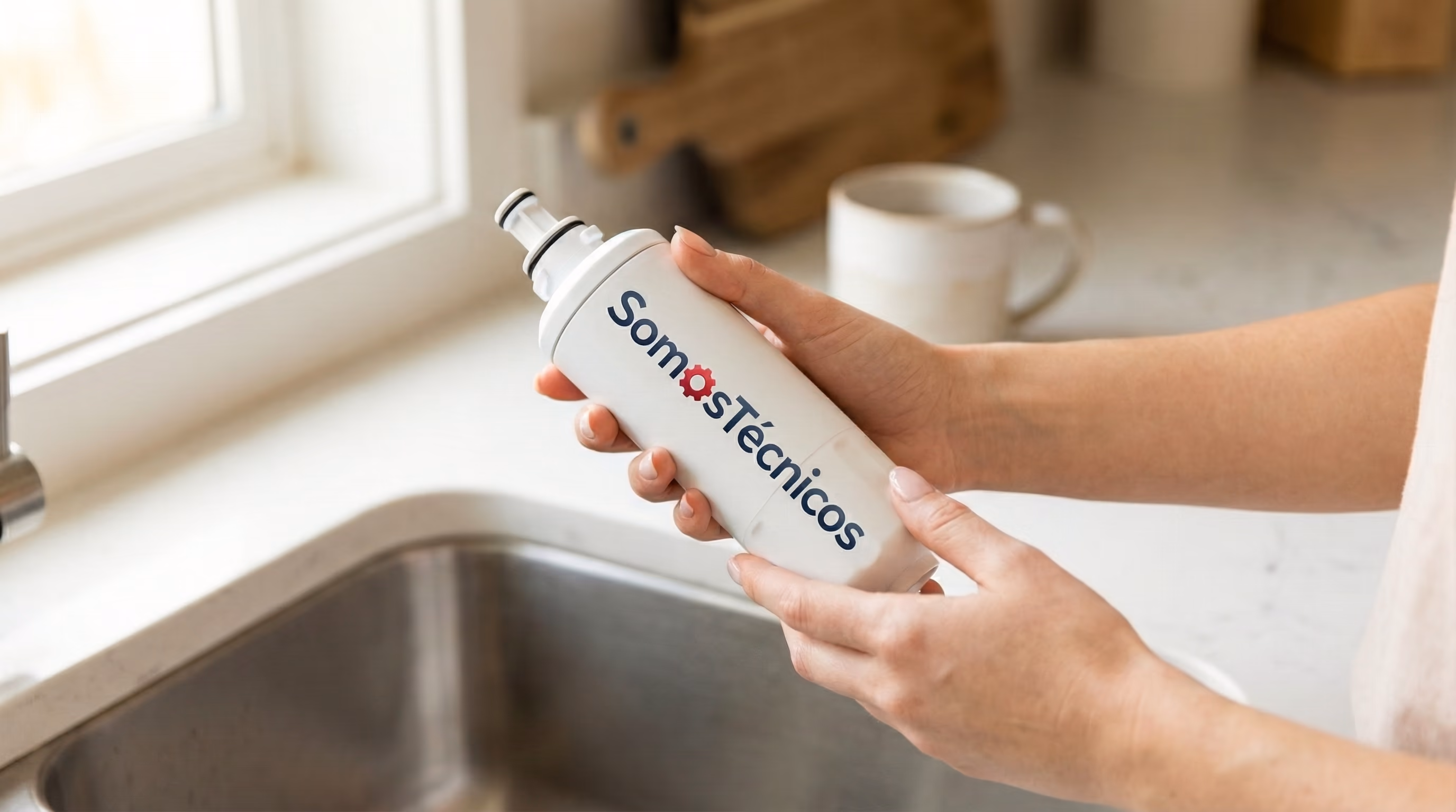 Indicador de filtro de agua en una nevera moderna