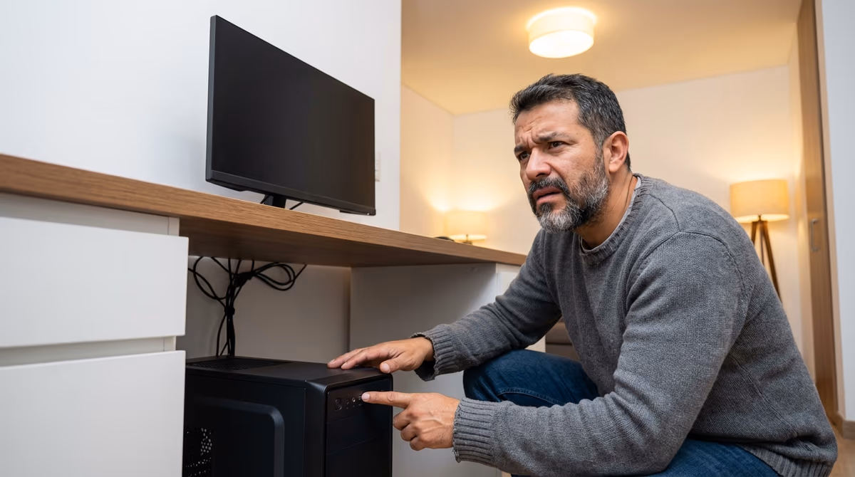 Computador con pantalla negra y sin señales de encendido