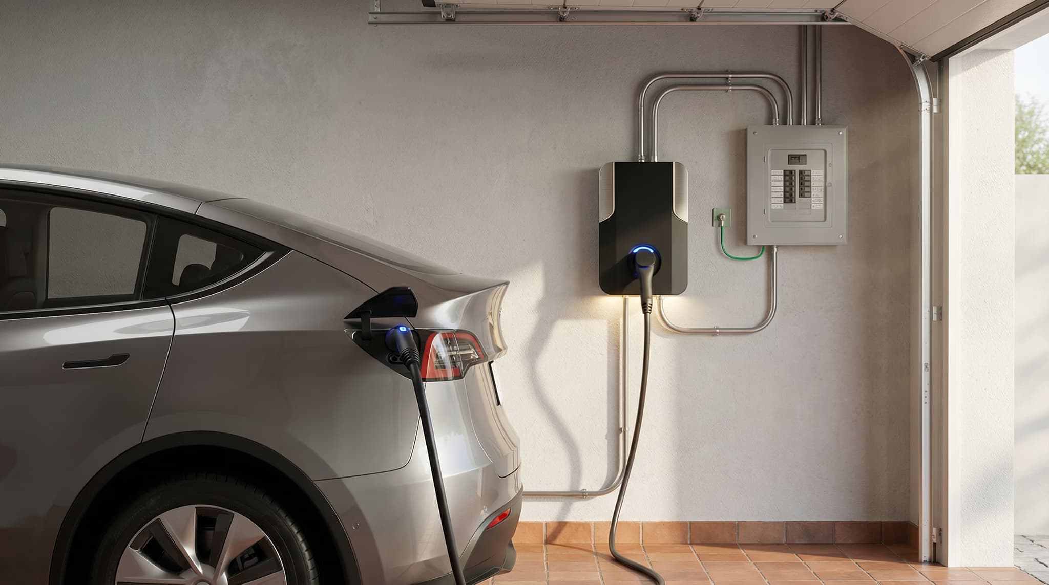 Estación de carga EVSE Nivel 2 instalada en garaje residencial en Colombia