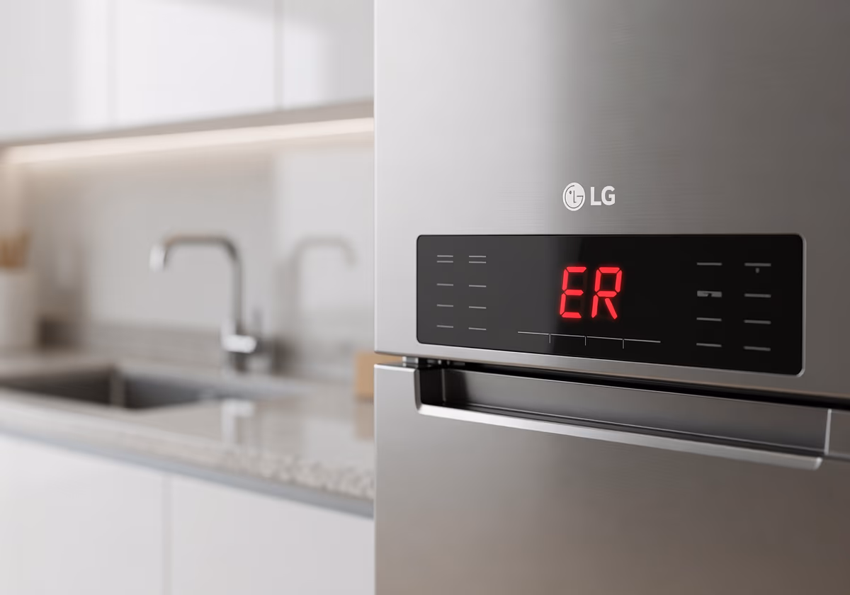 Pantalla de nevera LG con código de error activo