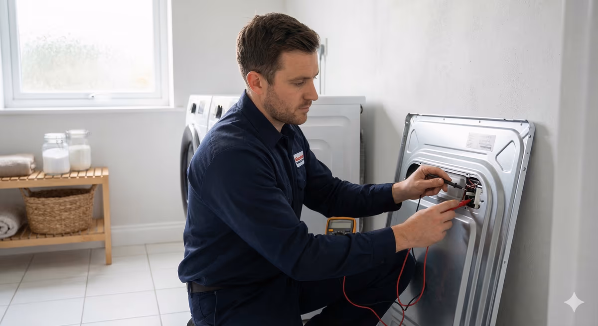 Elemento calefactor de secadora con bobinas visibles