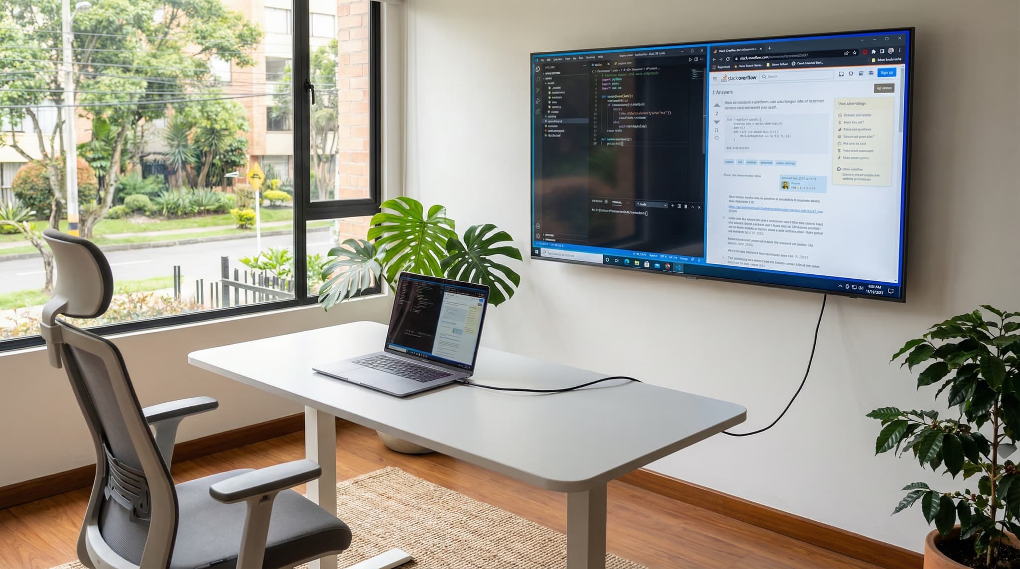 Televisor Samsung conectado como monitor externo de computador